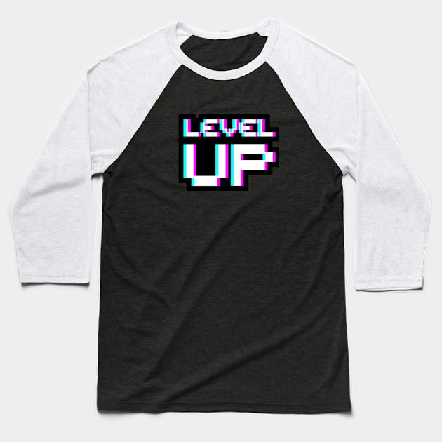 Level Up - bold White Baseball T-Shirt by Just In Tee Shirts